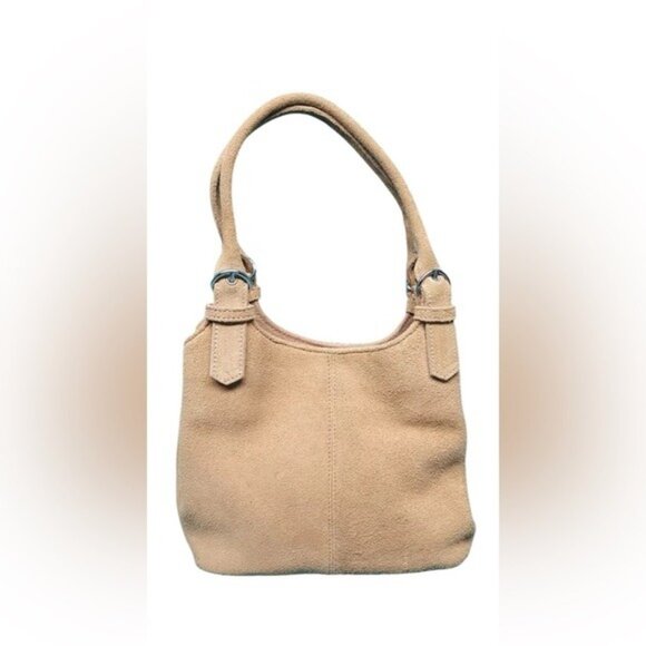 St Johns Bay Tan Suede Leather Small Hand Bag Purse Pocketbook Casual Weekender - Picture 1 of 10